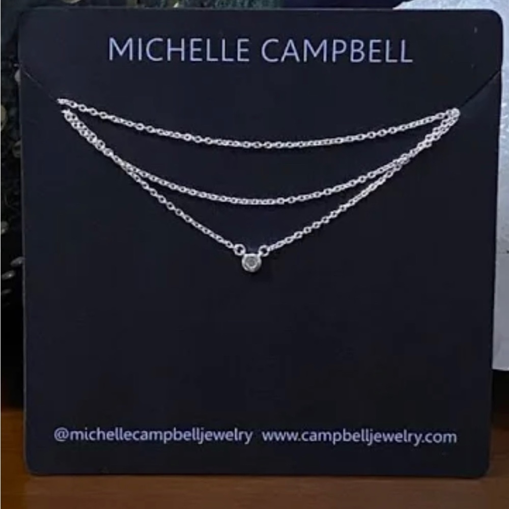 Michelle Campbell Silver Diamond Bezel Necklace